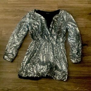 Silver sequin romper